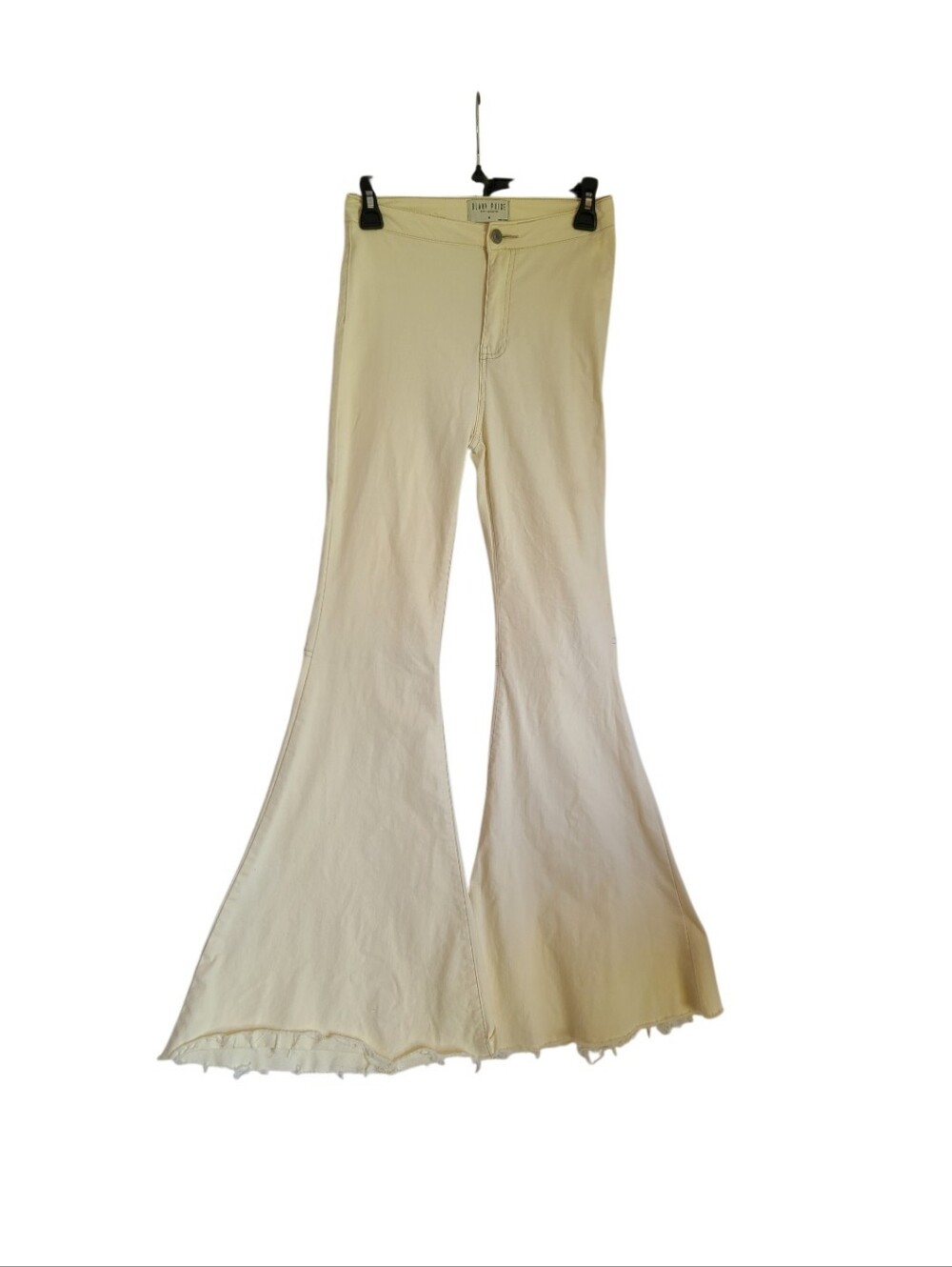 Blank Paige Cream High Rise Super Flare Pants Raw Hem Medium